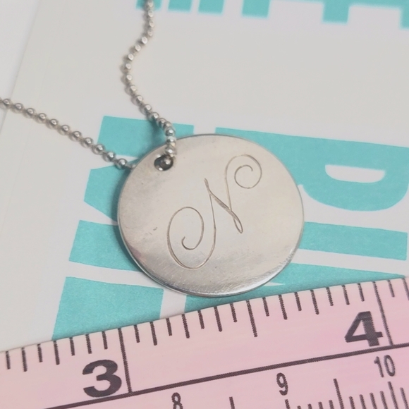 Tiffany & Co. large initial LARGE disk letter 'N' necklace 18" - Picture 4 of 4
